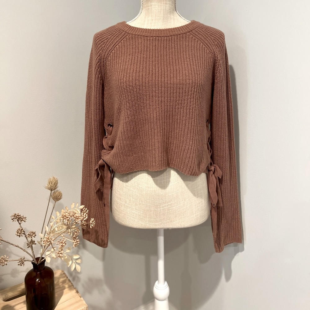 Moon & Madison Knit Sweater | Dusty Rose Long Sleeve Crop Sweater Size Medium